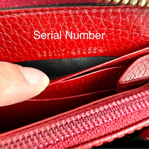 Gucci Marmont red leather zip around zippy wallet on chain crossbody WOC - Picture 12 of 16